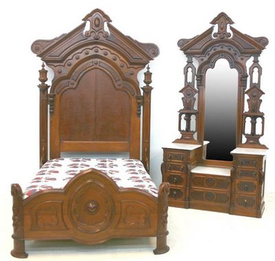 Signed Mitchell & Rammelsberg Renaissance Revival Bedroom Set