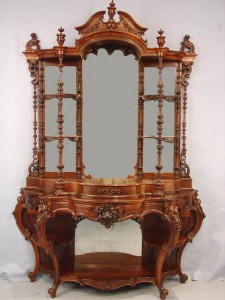 105 - Rosewood Marble Top Etagere, double stack, with pierced carved crowns, Att. To Daniel Papst. Ca. 1855 a front view