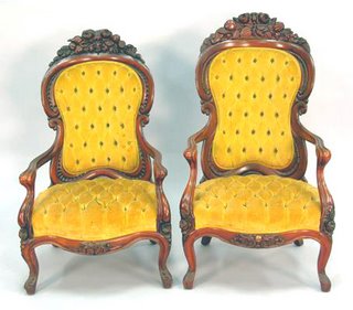 Pair of John Henry Belter Rosalie Armchairs