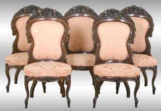 Five John Henry Belter "Henry Clay" pattern chairs