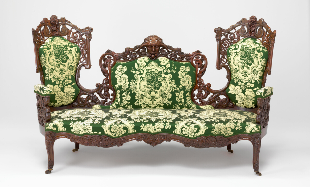 Rococo Revival laminated mahogany sofa attributed to Charles A. Baudouine, New York, 1849-54 (Art Institute of Chicago, public domain)