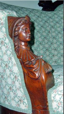 M. & H. Schrenkeisen Sofa With Carved Bust Arms