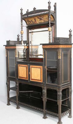 Aesthetic Floral Carved and Inlaid Cabinet attr. Herter Brothers