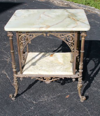 1880s/1890s Onyx and Metal Parlor Table