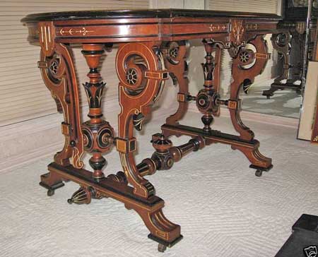 Kilian Brothers Inlaid, Gilt-Incised, Ebonized Parlor Table