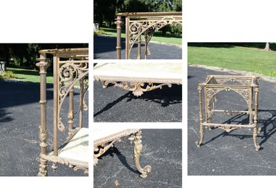 1880s/1890s Onyx and Metal Parlor Table