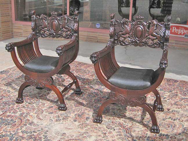Pair Matched Robert Mitchell Throne Chairs