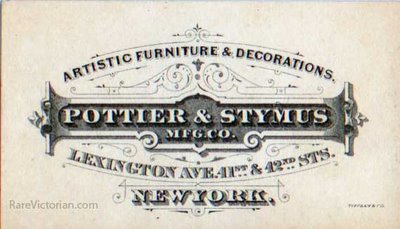 Pottier & Stymus ca. 1871 Original Business Card