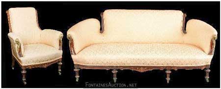Pottier & Stymus Egyptian Revival Two-Piece Parlor Set