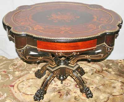 Pottier & Stymus Inlaid Ebonized Parlor Table