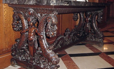 Renaissance Revival Console Library Table For Sale - Late Renaissance Revival Mahogany Console/Library Table